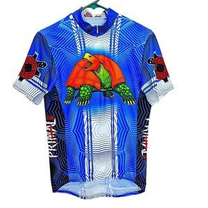 Primal Wear Vintage Cycling Jersey Tropical Hono Turtle Blue Size Med